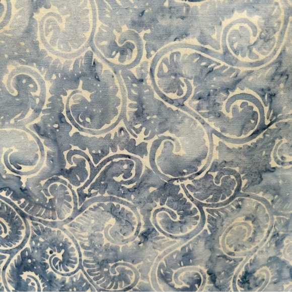 Wild Iris~Watercolor Hand Crafted Sleeveless Artsy Blue Scrolls Cotton Large Top - Picture 7 of 10